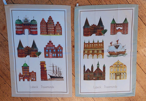 Set 2 Stück Geschirrtuch  Lübeck- Travemünde 1+ 2