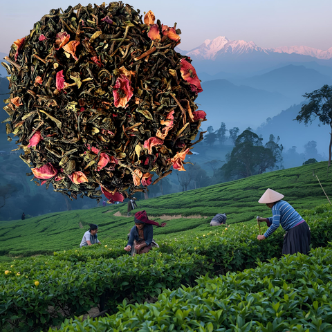 Rosendarjeeling mit Rosenblüten